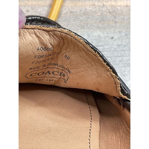 COACH Fortunata Loafer US9 Tan/Brown Slip-on Leather Canvas Driving Shoes - Picture 9 of 10